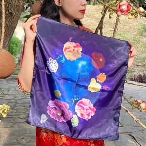 The Moon Satin Scarf, Satin Wrap Silk Scarf, Premium Printed Silk Scarf, Bandana Scarf, Feminine Patterned Scarf, Purple Silk Scarf
