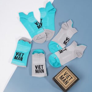 Calm Grey & Electric Blue, Low Cut Socks, Stretchy Socks, Non-Slip Socks, Hiking Socks, Unisex Socks, Neon-Colored Socks