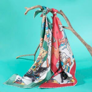 X’MAS 45cm Square Silk Scarf, Festive Elegance, Hair Accessory, Gift for Her, Stylish Seasonal Accent, Women's Fashion Highlight