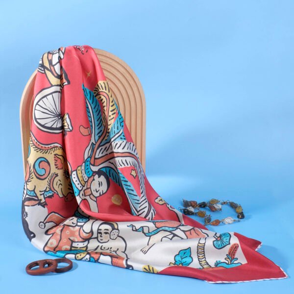 X’MAS 70cm Square Silk Scarf, Seasonal Shawl, Luxurious Silk Blend, Gift for Her, Girlfriend's Holiday Elegance, Stylish Festive Statement - Image 3