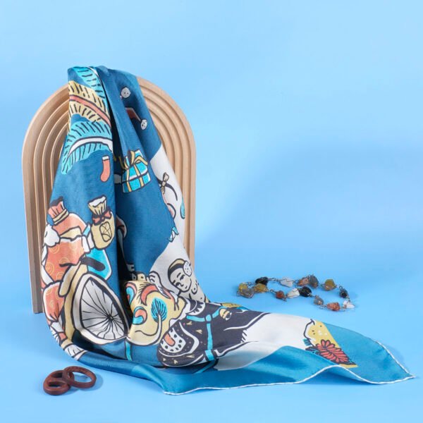 X’MAS 90cm Square Silk Scarf, Seasonal Shawl, Luxurious Silk Blend, Gift for Her, Girlfriend's Holiday Elegance, Stylish Festive Statement [CLONE] - Image 4