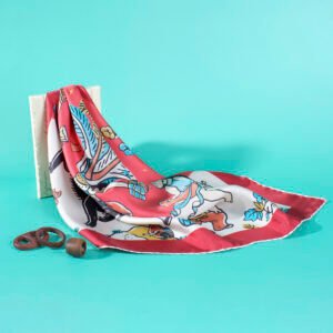 X’MAS 55cm Square Silk Scarf, Silk Hair Accessory, Gift for Her, Girlfriend's Festive Chic, Stylish Seasonal Touch, Women's Fashion