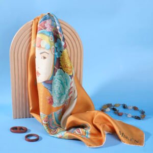 YOUTH 70cm Square Silk Scarf, Silk Shawl, Effortless Charm, Silk Luxury, Gift for Her, Girlfriend's Stylish Accessory, Chic Companion, Women's Fashion