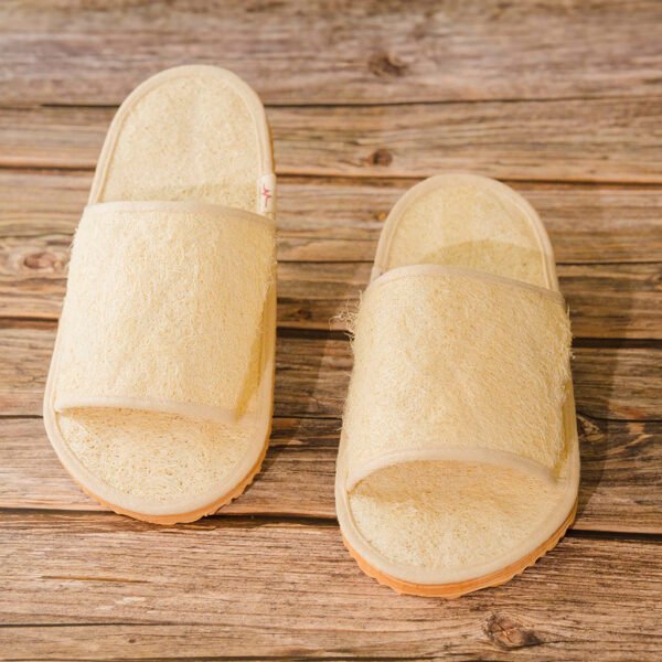 Open Toe Loofah Slippers, Sweat Absorbing Sandals, Handmade Pumpkin Fiber Sandals, Unisex Pumpkin Fiber Sandals, Indoor Wearing Sandals - Image 3