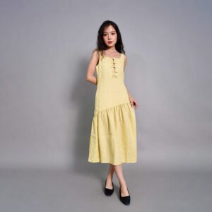 Kair Dress, Red Bean Linen Dress. Two-strap Dress, High Quality Linen, High Quality Linen Fabric, Fashionable Vest, Women's Fashion, Elegant Style
