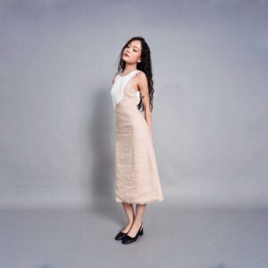 Kair Dress Linen Dress In Beige And Cream Color, High Quality Linen, High Quality Linen Fabric, Women's Fashion, Elegant Style