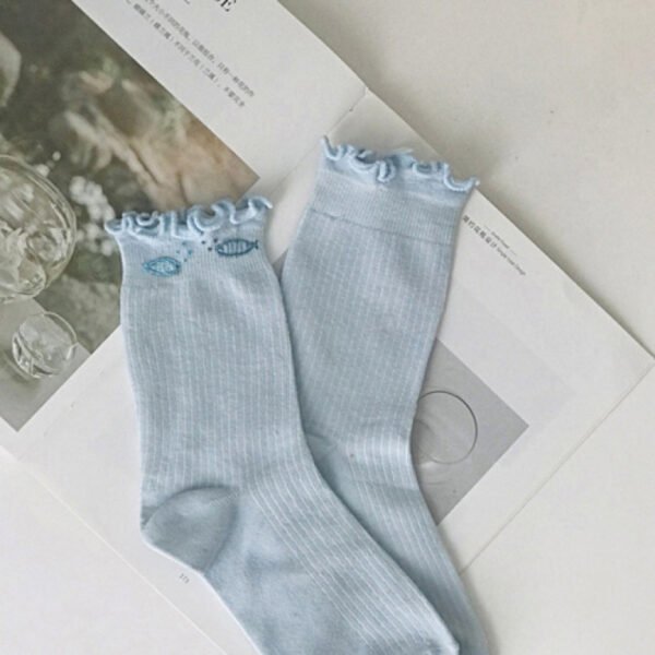 Embroidered Turtle Neck Socks, Cute Small Embroidered Socks, Vintage-Style Embroidered Socks, Breathable Cotton Socks, Gifts For Friends - Image 3