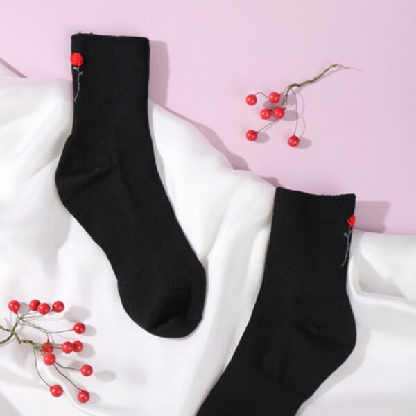 Embroidered Turtle Neck Socks, Cute Small Embroidered Socks, Vintage-Style Embroidered Socks, Breathable Cotton Socks, Gifts For Friends - Image 5