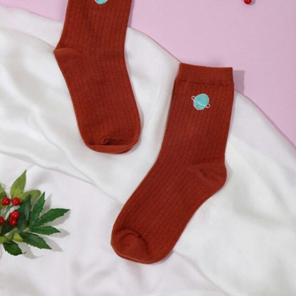 Embroidered Turtle Neck Socks, Cute Small Embroidered Socks, Vintage-Style Embroidered Socks, Breathable Cotton Socks, Gifts For Friends - Image 6