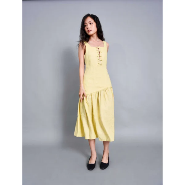 Kair Dress, Red Bean Linen Dress. Two-strap Dress, High Quality Linen, High Quality Linen Fabric, Fashionable Vest, Women's Fashion, Elegant Style - Image 4