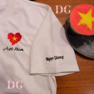 Flag Of Vietnam Embroidered Shirt With Custom Name, Bring Vietnam To The World, Vietnam National Flag T-Shirt, Vietnamese Souvenir, Personalized Gift