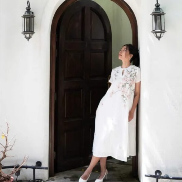 "Shi" Dress, Shine In Every Frame, Premium Mulberry Silk Dress, Gentle Floral Dress, Birthday Gift For Her, Unique Gift For Girlfriend, Handmade Gft - Image 3