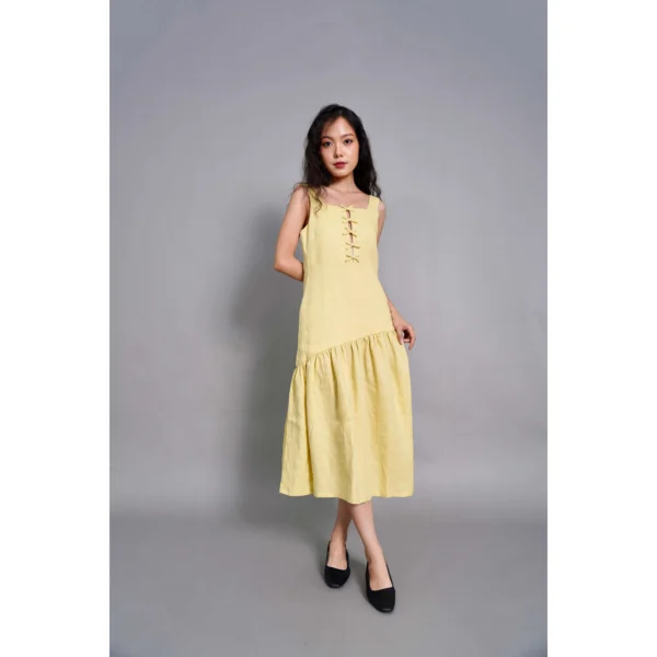 Kair Dress, Red Bean Linen Dress. Two-strap Dress, High Quality Linen, High Quality Linen Fabric, Fashionable Vest, Women's Fashion, Elegant Style - Image 5