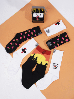3 Pairs Of Crew-Cut Socks Set, Colorful Patterned Socks, Thick High-Cut Socks, Less Prone To Lint Socks, Gift For Friends
